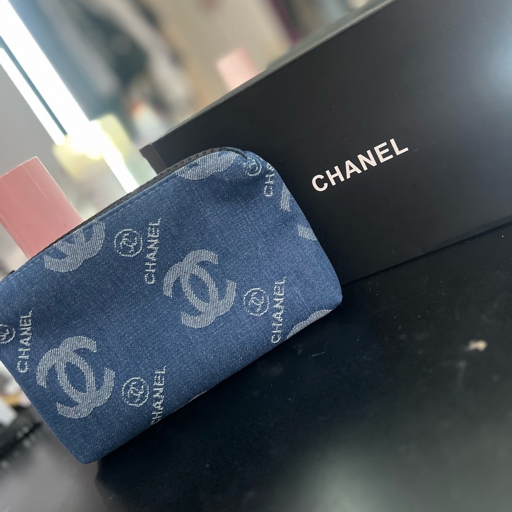 Chanel denim pouch with box!